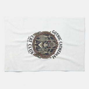 Gotische Kathedrale Katze Katze Grafik T-Shirt Kun Geschirrtuch