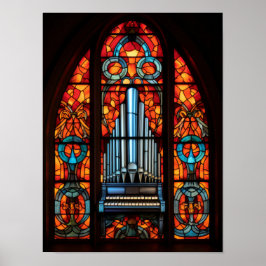 Gotische Kathedrale Pfeifenorgel Buntglasfenster Poster
