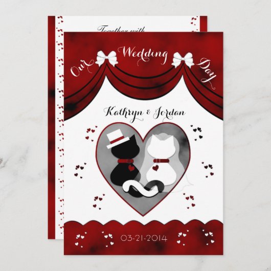 Gotische Katzen-Braut-u. Einladung (Vorne/Hinten)