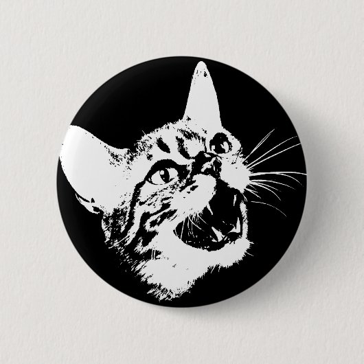Gotische Katzen-wilde schlechte beängstigende Button (Vorderseite)