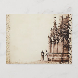 Gotische Kirche Antik Aussehend Halloween Vintage Feiertagspostkarte