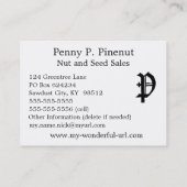 Gotische klassische englische Initiale des Visitenkarte (Rückseite)