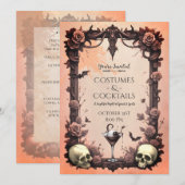 Gotische Kostüme & Cocktails Halloween Einladung (Vorne/Hinten)