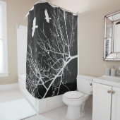 Gotische Krähen und Bäume Landschaft Silhouette Duschvorhang (Beispiel)