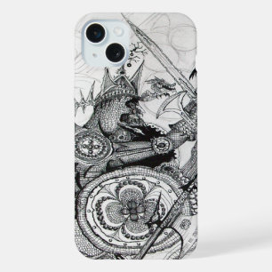 GOTISCHE KRIEGER Schwarz-Weiß-Fantasy iPhone 15 Plus Hülle