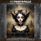 Gotische Lady der Fledermäuse mit Rose Seidenpapier