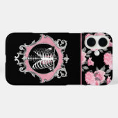 Gotische Liebe | Rosa und schwarze Skelette Herz B Case-Mate iPhone Hülle (Rückseite (Horizontal))