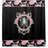 Gotische Liebe | Rosa und schwarze Skelette Herz B Duschvorhang (Vorderseite)