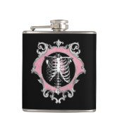 Gotische Liebe | Rosa und schwarze Skelette Herz B Flachmann (Vorderseite)