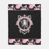 Gotische Liebe | Rosa und schwarze Skelette Herz B Fleecedecke (Vorderseite)