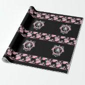 Gotische Liebe | Rosa und schwarze Skelette Herz B Geschenkpapier (Ungerollt)
