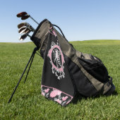 Gotische Liebe | Rosa und schwarze Skelette Herz B Golfhandtuch (Gras)