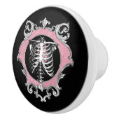 Gotische Liebe | Rosa und schwarze Skelette Herz B Keramikknauf (Rechts)