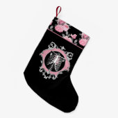 Gotische Liebe | Rosa und schwarze Skelette Herz B Kleiner Weihnachtsstrumpf (Vorderansicht (hängend))