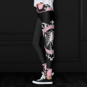 Gotische Liebe | Rosa und schwarze Skelette Herz B Leggings