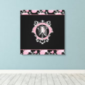 Gotische Liebe | Rosa und schwarze Skelette Herz B Leinwanddruck (Insitu (Holzboden))