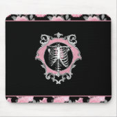 Gotische Liebe | Rosa und schwarze Skelette Herz B Mousepad (Vorne)