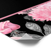 Gotische Liebe | Rosa und schwarze Skelette Herz B Poster (Ecke)