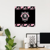 Gotische Liebe | Rosa und schwarze Skelette Herz B Poster (Heimbüro)