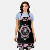 Gotische Liebe | Rosa und schwarze Skelette Herz B Schürze (Getragen)