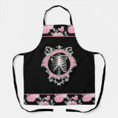 Gotische Liebe | Rosa und schwarze Skelette Herz B Schürze (Vorderseite)