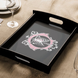 Gotische Liebe | Rosa und schwarze Skelette Herz B Seidenpapier