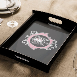 Gotische Liebe   Rosa und schwarze Skelette Herz B Seidenpapier