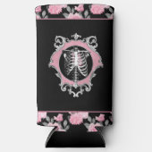 Gotische Liebe | Rosa und schwarze Skelette Herz B Selters Dosenkühler (Vorderseite)