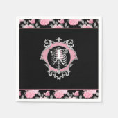 Gotische Liebe | Rosa und schwarze Skelette Herz B Serviette (Vorderseite)