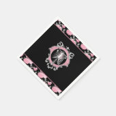 Gotische Liebe | Rosa und schwarze Skelette Herz B Serviette (Ecke)