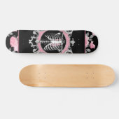 Gotische Liebe | Rosa und schwarze Skelette Herz B Skateboard (Horizontal)