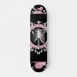 Gotische Liebe | Rosa und schwarze Skelette Herz B Skateboard