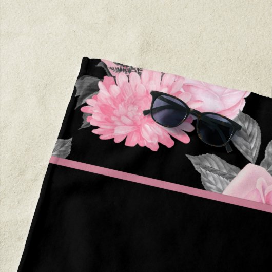 Gotische Liebe | Rosa und schwarze Skelette Herz B Strandtuch (Beispiel)