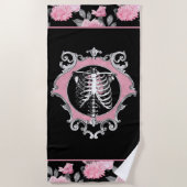 Gotische Liebe | Rosa und schwarze Skelette Herz B Strandtuch (Vorderseite)