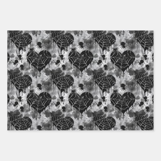 Gotische Liebe Skulls und Rote Herzen Geschenkpapier Set (Vorderseite 2)