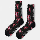 Gotische Liebe Skulls und Rote Herzen Socken (Linkes Detail)
