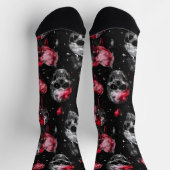 Gotische Liebe Skulls und Rote Herzen Socken (Oben)