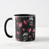 Gotische Liebe Skulls und Rote Herzen Tasse (Links)