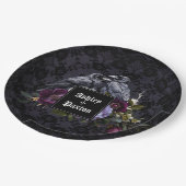 Gotische Lila Blumenbouquet an der Spitze mit Rave Pappteller (Schrägansicht)