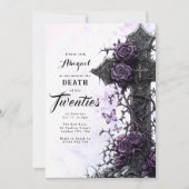 Gotische Lila Rose | Tod in deinen Zwanzigern Einladung (Vorderseite)