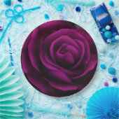 Gotische Lila Rote Rose Pappteller (Party)