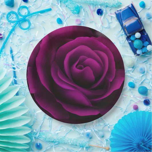 Gotische Lila Rote Rose Pappteller (Party)