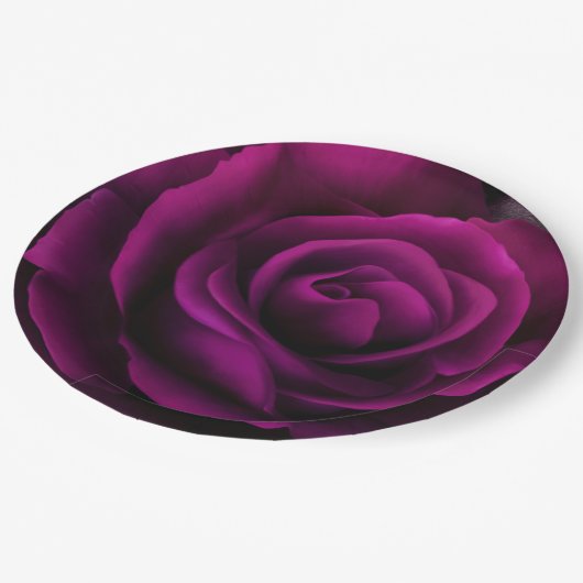 Gotische Lila Rote Rose Pappteller (Schrägansicht)