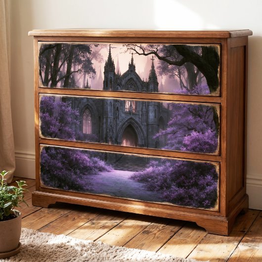 Gotische Lila Wald Dunkle Fantasy Kathedrale Seidenpapier