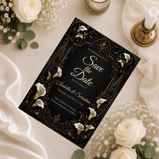 Gotische Luxus-Hochzeit Save The Date