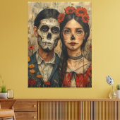 Gotische mexikanische Ästhetik, Schädelgesicht, di Leinwanddruck (Insitu (Wohnzimmer))