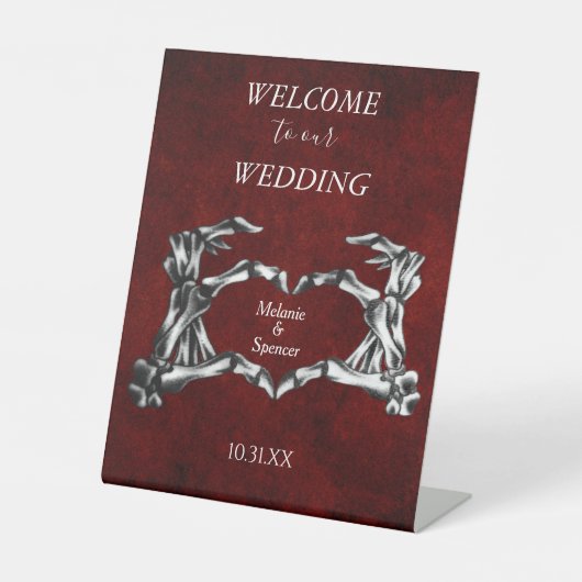 Gotische Mitte Hochzeit Willkommen Plaque Pedestal Sockelschild (Vorderseite)