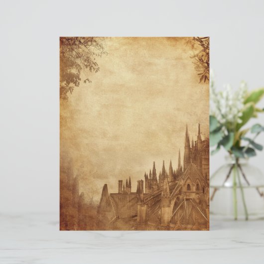 Gotische Mittelalterliche Kathedrale Vintag Sepia (Stehend Vorderseite)