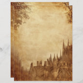 Gotische Mittelalterliche Kathedrale Vintag Sepia (Vorne/Hinten)