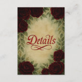 Gotische Mittelalterliche Vintage Rose Hochzeit Begleitkarte (Vorderseite)